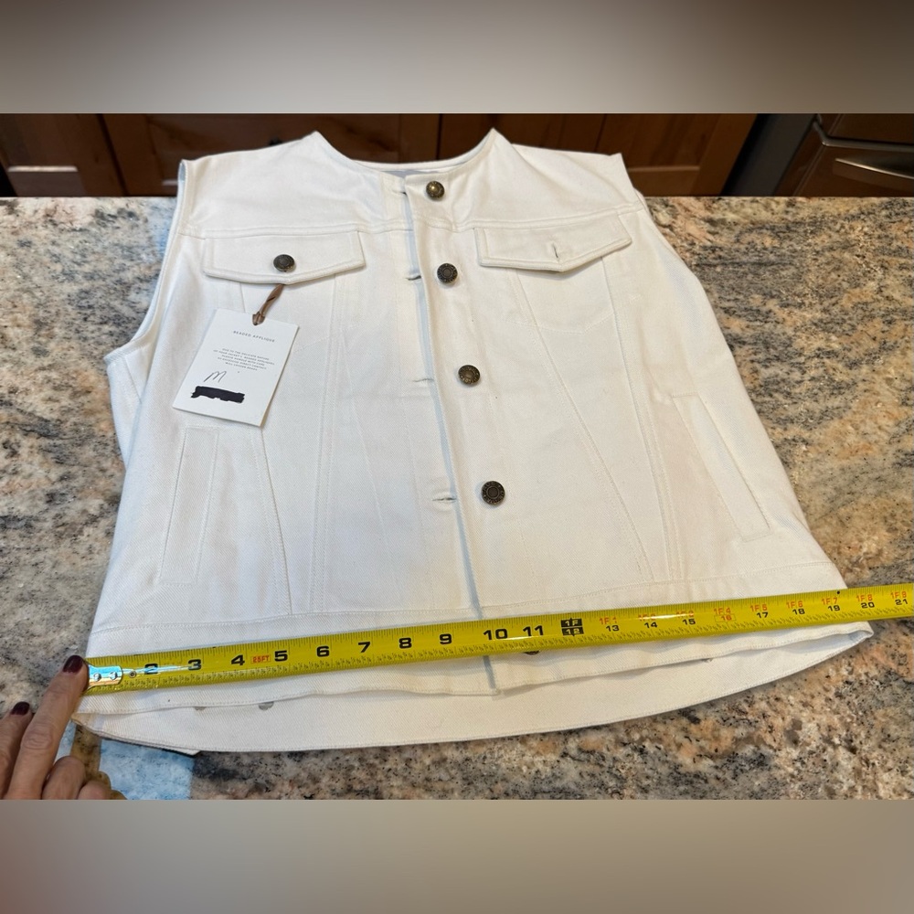 Rue De Seine Rhapsody Cream Embroidered Denim Vest. LIMITED EDITION. Size Medium - Picture 8 of 16